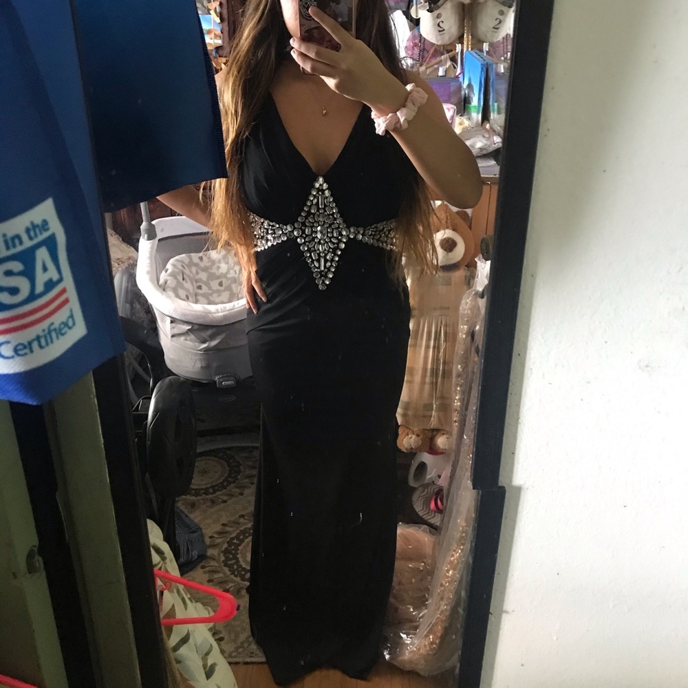 Black studded prom dress